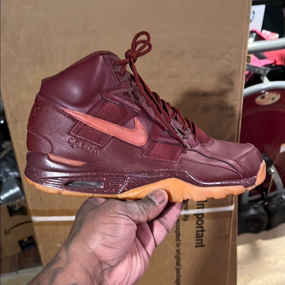 Nike Maroon and Orange High-Top Sneakers